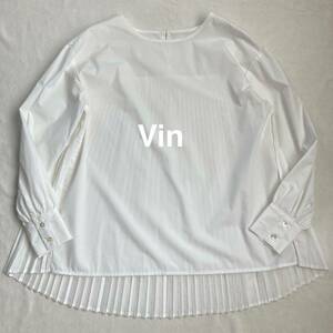 【美品】 Vinヴァン　バックプリーツ シャツ ブラウスYAMADAYA 長袖シャツ ホワイト