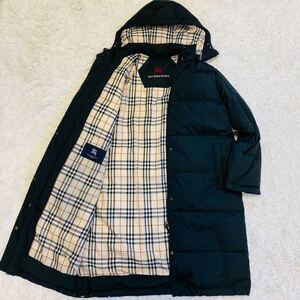 【美品/希少XL/2way】バーバリーロンドン BURBERRY LONDON ダウンコート フード ノバチェック ホースマークロゴ キルティング M ブラック