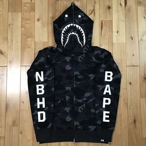 BAPE × NEIGHBORHOOD シャーク パーカー Mサイズ shark full zip hoodie ネイバーフッド エイプ ベイプ a bathing ape NBHD 迷彩 z8645