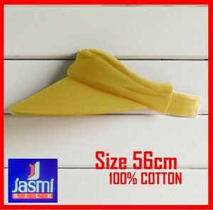 jasmi silk 涼しい コットン 100% クリームイエロー ツバ大きめ サンバイザー 56cm 日除け帽子 綿 100% 帽子④