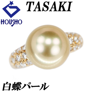 年末大感謝祭【最大40%OFF】タサキ 田崎真珠 白蝶ゴールデンパール リング 11.1mm ダイヤモンド K18YG TASAKI 送料無料 美品 中古 SH122410