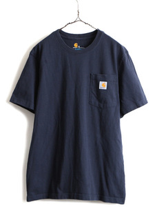 ■ カーハート ポケット付き 半袖 Tシャツ ( メンズ M ) 古着 CARHARTT 半袖Tシャツ ポケT ロゴT クルーネック ワンポイント 無地Tシャツ