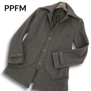 PPFM ペイトンプレイス 秋冬 デザインポケット★ ウール混 メルトン コート Sz.M メンズ グレー　C4T11630_C#N