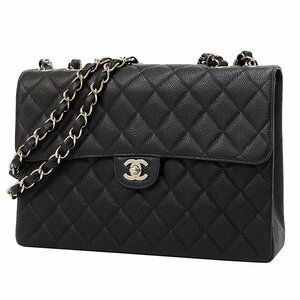 【送料無料】【本物】注目★CHANEL★シャネル★デカマトラッセ チェーンショルダーバック★キャビアスキン★ブラック★シルバー金具★女性