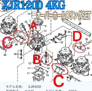 YAMAHA XJR1300 5EA 前期 日本製 キャブレター Oリング パイロットスクリュー パッキン フロートバルブ オーバーホール レストア