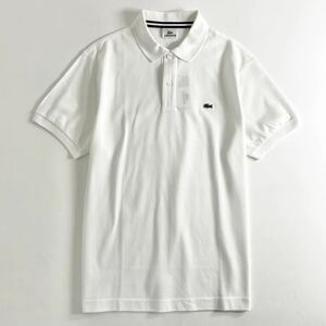 De29 《新品保管品》 LACOSTE ラコステ 半袖ポロシャツ スリムフィット ロゴ ホワイト 5 Lサイズ相当 メンズ 紳士服
