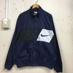 (k) 90s 90年代 NIKE ナイキ ナイロンジャケット メンズ サイズM 紺 ネイビー 