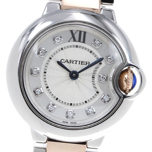 カルティエ CARTIER WE902030 バロンブルーSM K18PGコンビ 11Pダイヤ クォーツ レディース 良品 _823488