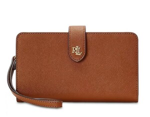 ロサンゼルスから最新本物をお届け!!　LAUREN RALPH LAUREN Crosshatch Leather Tech Wristlet　直営モデル　2024秋冬新作