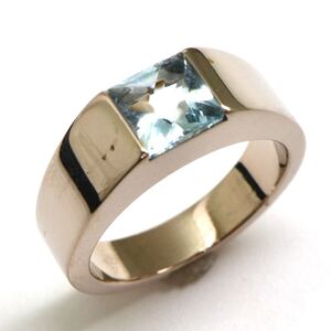 1円〜!!Cartier(カルティエ)《K18 天然アクアマリンリング》J 約9.0g 約9号 aquamarine jewelry ジュエリー ring 指輪 EF5/EG0 E6