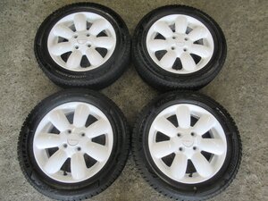 ラパン　☆スタッドレスset　SUZUKI純正14X4.5J+45　4/100 赤Lapin 【ホワイト塗装】BS　VRX3　155/65R14　2021年製　8分山　バランス済