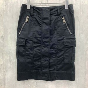 [PT13603] バーバリーロンドン スカート ひざ丈 台形 ストレッチ ネイビー系 38 BURBERRY LONDON