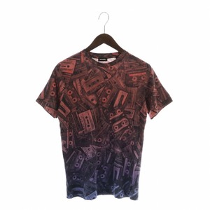 ディーゼル DIESEL Tシャツ カットソー 半袖 クルーネック グラデーション カセットテープ 総柄 S マルチカラー /XZ ■GY01 メンズ