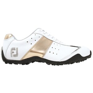 1.5万 試着程度未使用 フットジョイ FootJoy LoPro Sport Spikeless W Boa レディースゴルフシューズ ホワイト/ゴールド US8.0 JP25cm