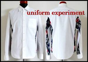 即完売 UNIFORM EXPERIMENT スター×フラワー切替シャツ 白 2 M メンズ ユニフォームエクスペリメント