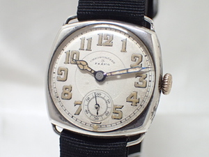 7033[T]【0.900 銀製ケース 総重量：27ｇ】 CHRONOMETRE FERMO 手巻き ヴィンテージ 腕時計 スモセコ