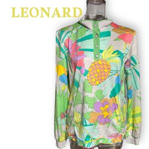 レオナール＊フルーツプリント 長袖 シャツ＊サイズ・Ｌ＊LEONARD