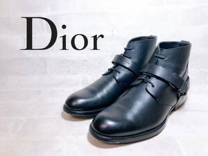 定価20万円超【極美品】Dior HOMME ディオール オム 高級 レザーブーツ ベルト 本革 黒 40（約25cm）正規品