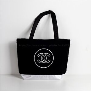 シャネル CHANEL ノベルティ 非売品 VIPギフト トートバッグ もこもこ 刺しゅう 白黒 切り替え モノクロ レディース ブランド 非売品