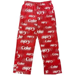 Coca Cola パジャマ パンツ M 32-34 総柄 レッド コットン ルームウェア イージーパンツ スウェット コカコーラ コーラ