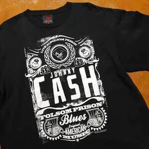 ジョニーキャッシュ JOHNNY CASH LIVE AT FOLSOM PRISON Tシャツ 黒 1X ZION USA製 2009 コピーライト入 難有 アット フォルサム プリズン