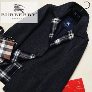 s68 超美品【美しいカシミアノバチェック ●】参考価格14万●BURBERRY LONDON●高貴なコーデ〜高級ステンカラーコート バーバリーコート 9 