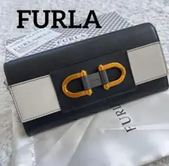 美品！FURLA フルラ　長財布　モノトーン×ゴールド　レザー製