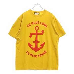 GUCCI グッチ 20SS ANCHOR OVERSIZE T-SHIRT アンカー グラフィック ロゴ 半袖 プリントTシャツ 565806 XJB23 イエロー