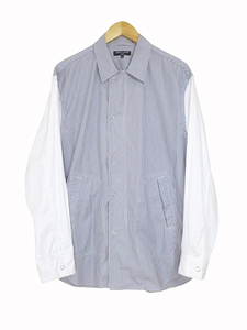 コムデギャルソンオム COMME des GARCONS HOMME シャツ シャツジャケット HM-B008 SHIRT JACKET AD2023 ホワイト ネイビー size L メンズ