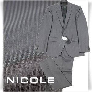 新品1円～★ニコル セレクション NICOLE selection ウール毛 ストライプ シングルスーツ 44 S ノータック 春秋冬スリーシーズン◆4773◆