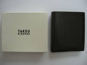 ★未使用☆TAKEO KIKUCＨI/タケオキクチ☆二つ折り財布☆本革☆こげ茶☆シミ有★