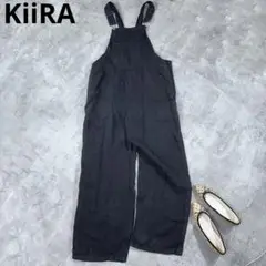 KiiRA キーラ　 ヘリンボーン　オーバーオール   サロペット　リネン　黒