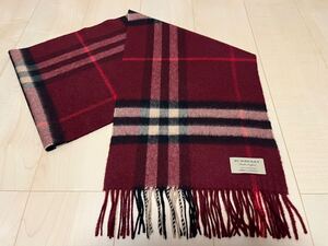 BURBERRY　バーバリー　マフラー　カシミア100％　未使用に近い　バーガンディ系　　送料無料!!