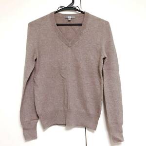 売切り特価【美品・送料一律380円】XSサイズ UNIQLO/ユニクロ カシミヤ100% Vネックセーター ブラウン