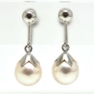 TASAKI(田崎真珠)◆K14 アコヤ本真珠 イヤリング◆U 約2.5g 7.5mm珠 earring パール pearl jewelry ジュエリー DH4/DH4