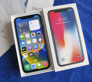 ★完動品★　iPhoneX 256GB SIMフリー スペースグレイ バッテリー100% SIMロック解除済　iPhone X 