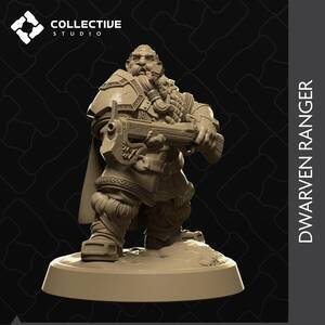 Collective Studio cs-220604 Dwarven Ranger 3Dプリント D＆D メタルミニチュア メタルフィギュア TRPG ウォーハンマー