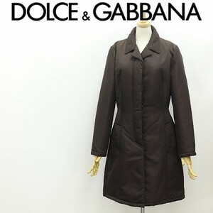 ◆DOLCE&GABBANA ドルチェ＆ガッバーナ 裏地 レオパード ヒョウ柄 中綿 コート ダークブラウン 40