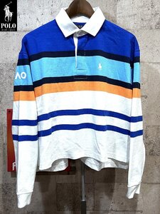 極美品 レディース ポロラルフローレン 正規 クロップド ジャージー ラグビーシャツ S ショート丈 ラガーシャツ POLO RALPH LAUREN