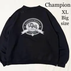 OLD Champion チャンピオン バックプリント スウェット 黒 古着