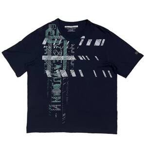 [並行輸入品] SEAN JOHN ショーンジョン デザインプリント 半袖Vネック Tシャツ (ネイビー/グリーン) (XXL)