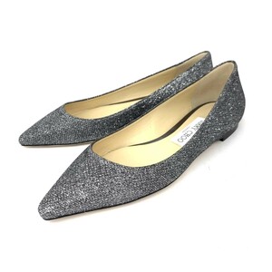 新品同様◆JIMMY CHOO ジミーチュウ パンプス 35 1/2◆ シルバーカラー グリッター ポインテッドトゥ レディース イタリア製 靴