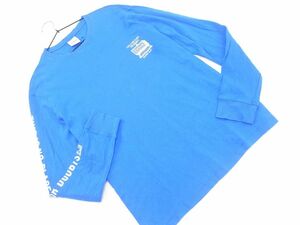 ZARA ザラ ロゴ プリント 長袖 Tシャツ sizeS/青 ■◇ ☆ egc5 メンズ