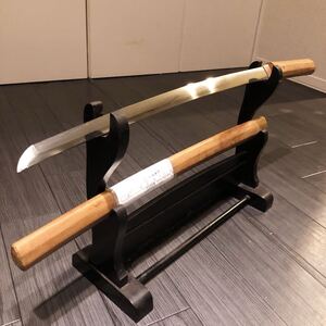 無銘　刃長53.6cm 日本刀　反り1.0 直刃紋　白鞘　脇差　登録証　古刀 