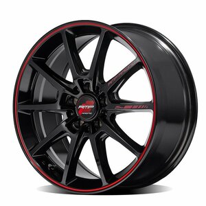 MID RMP RACING R25 Plus (ブラック/リムレッドライン) アルミホイール 4本セット 17×7.5J 5H PCD114.3 +48