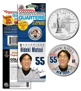 松井秀喜 ニューヨーク ヤンキース アメリカ クオーター 25セントコイン NY Yankees ドル 硬貨 貨幣 メジャーリーグ 読売ジャイアンツ 巨人