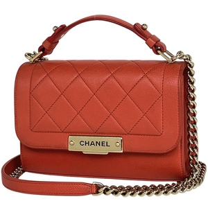 シャネル CHANEL クリックラベル チェーンショルダーバッグ ハンドバッグ ショルダーバッグ レザー レッド A93701 レディース 【中古】