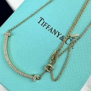 極美品☆Tiffany ティファニーT スマイル ネックレス ゴールド CA82020610