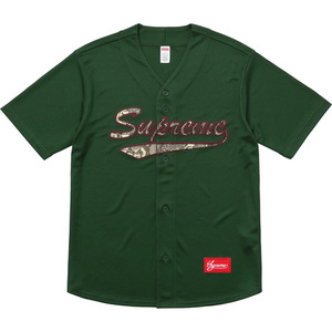 新品本物【Dark GREEN★L】★Snake Script Logo Baseball Jersey スネーク スクリプトロゴ ベースボール ジャージ 正規店購入 Supreme 17AW