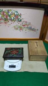 初荷品オールド安藤七宝　バラ象嵌　安藤七宝落款在り桐箱付